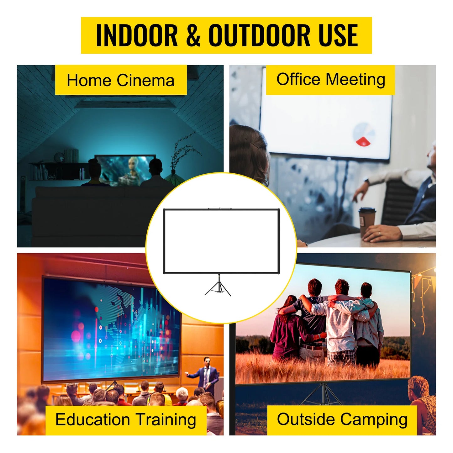 SucceBuy Tripod Projector Screen With Stand 4K HD Portable Cinema by S And B Enterprise