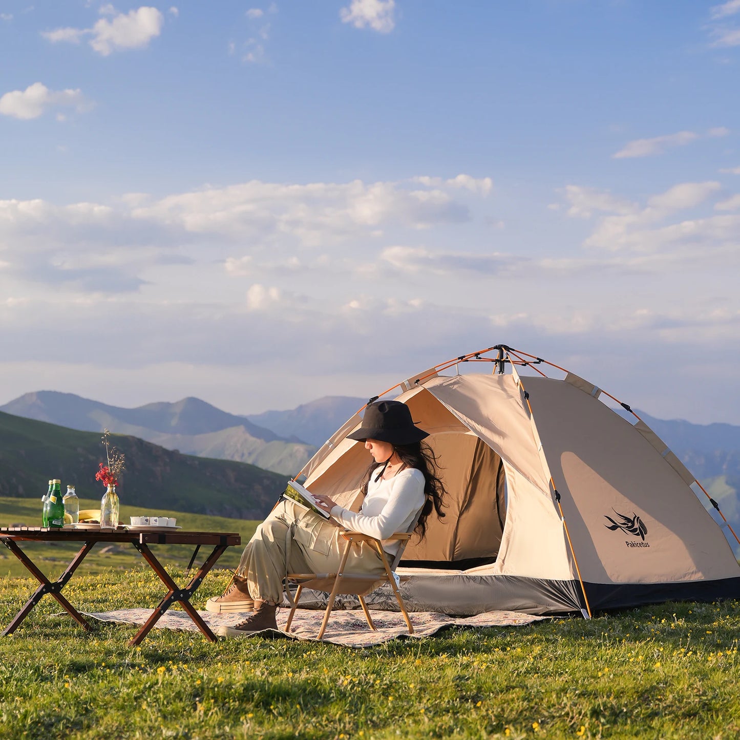 Pakicetus Instant Golden Tent Portable Sun And Rain Shelter by S And B Enterprise