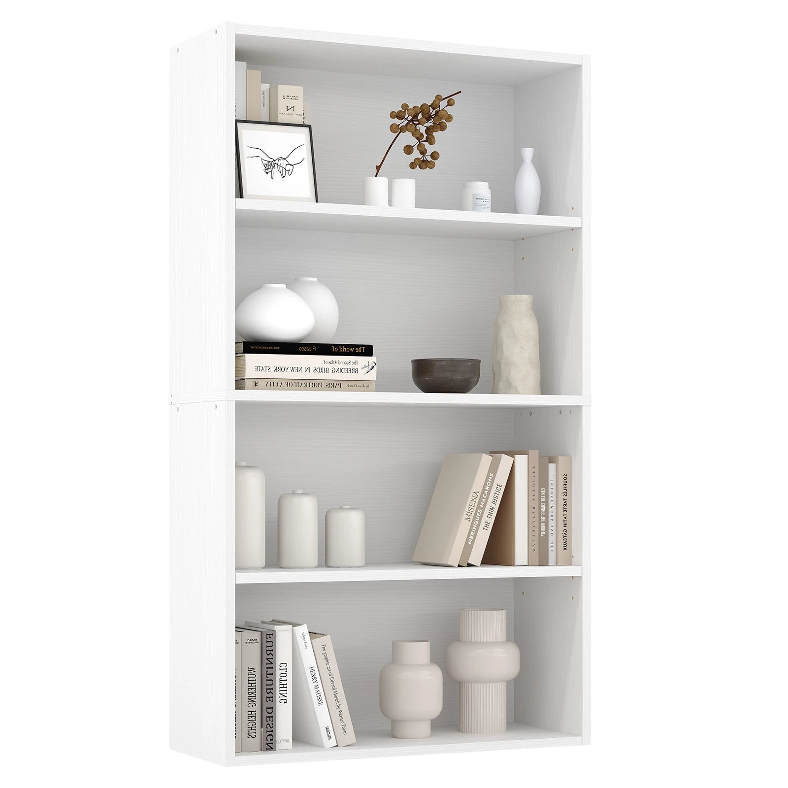 JHK Four Tier Wooden Floor Standing Open Bookshelf For Living Room Home Office by S And B Enterprise
