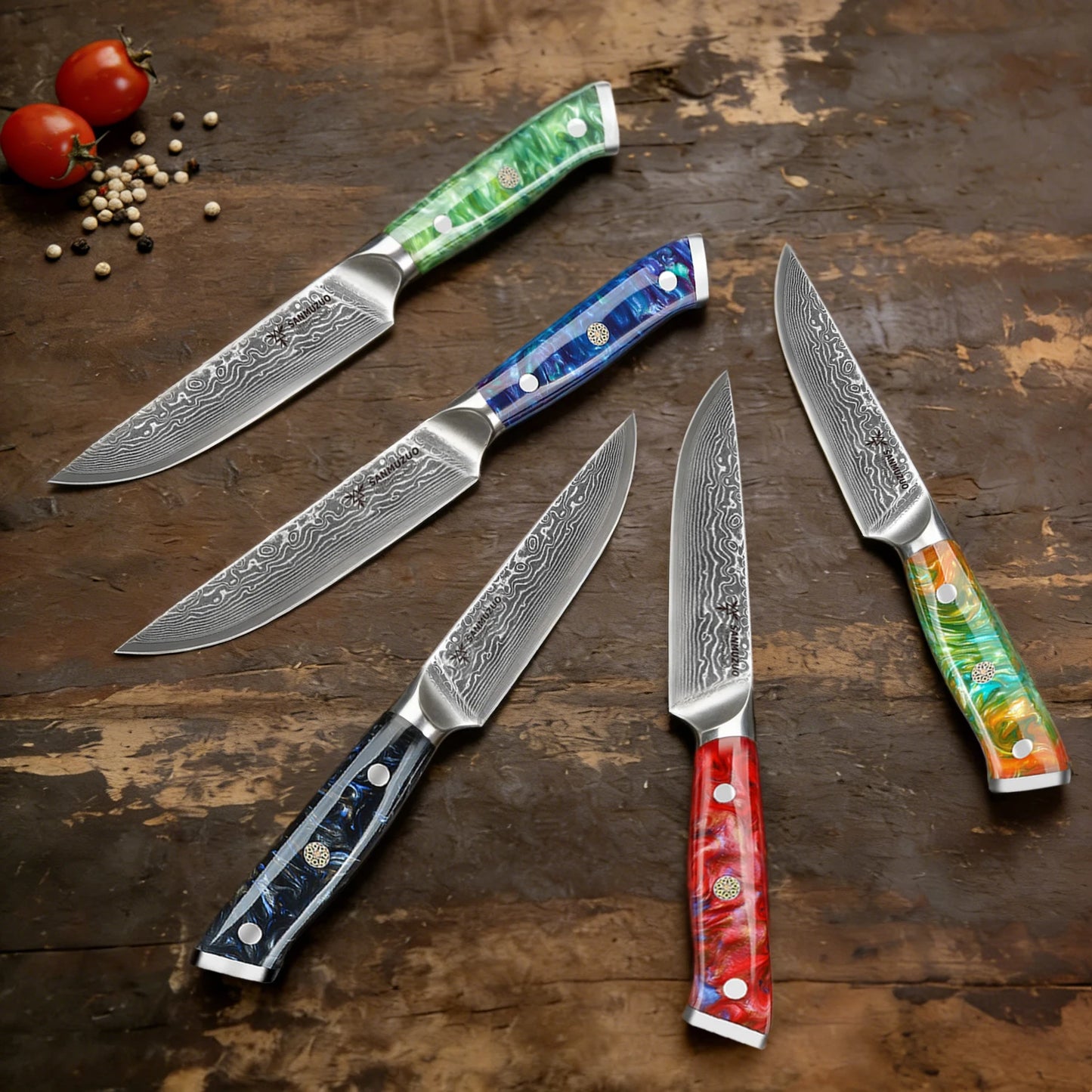 SANMUZUO Damascus Steel 4-Piece Steak Knife Set Ultra Sharp