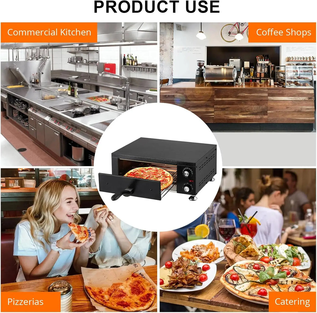 1100W black countertop pizza oven by S And B Enterprise; 12-inch, stainless steel body with dual heating tubes