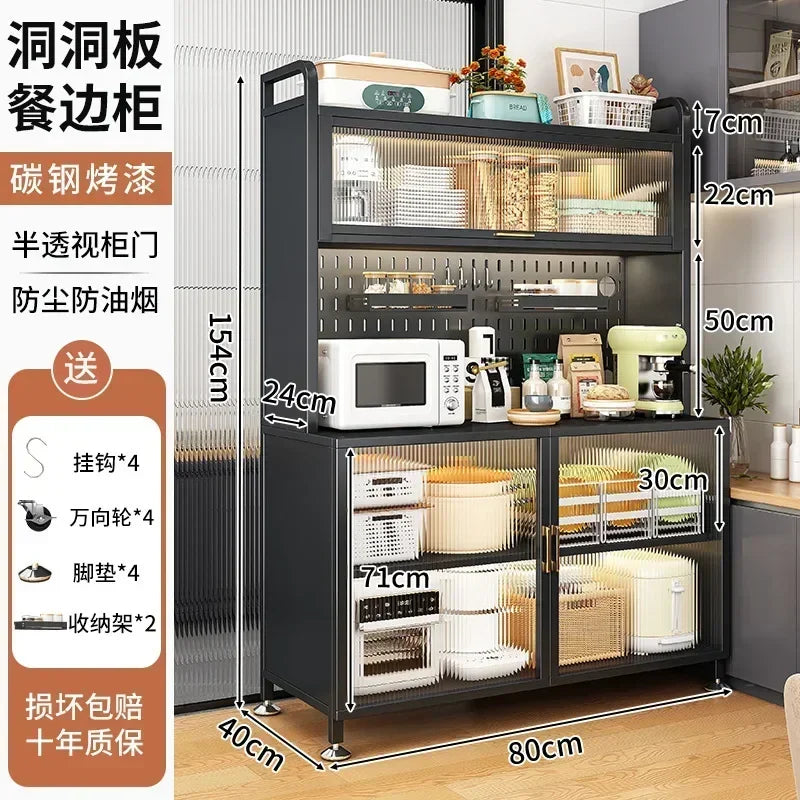 Modern Kitchen Cabinet Hutch Movable Full Door Glass Cabinet Storage Display Cupboards Multi-functional Cupboard Storage Door by S And B Enterprise