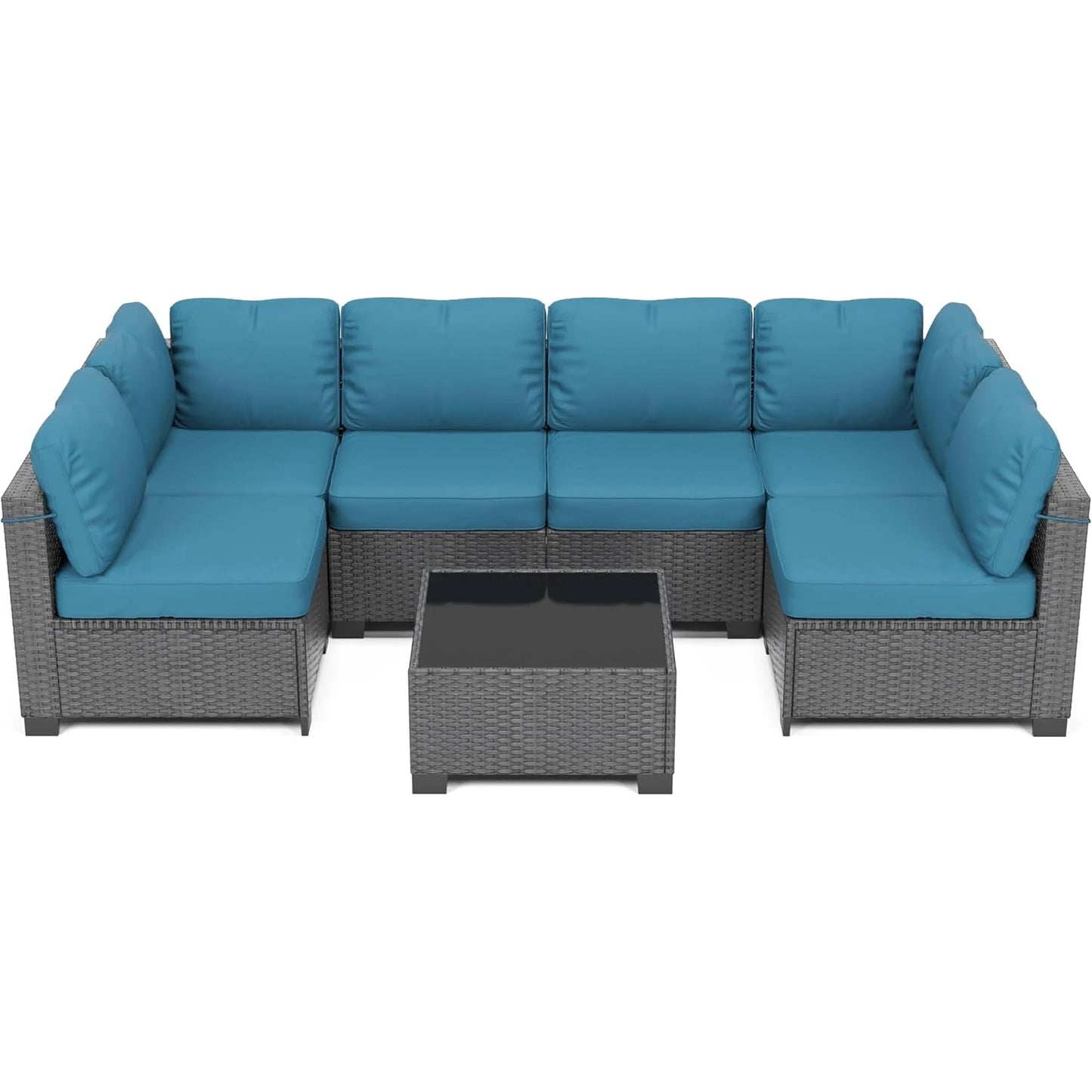 HobbyLane 7 Piece Modular Outdoor Furniture Set PE Rattan Wicker Garden