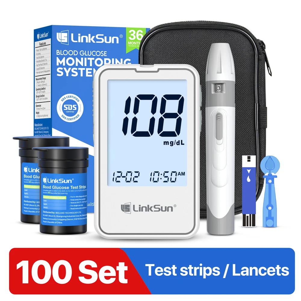Linksun G-425-3 Blood Glucose Meter Glucometer Complete Kit