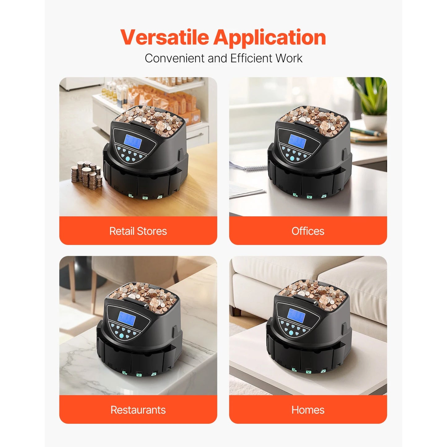 SucceBuy Coin Sorter Coin Counter Machine for 5 Kinds of USD Coins Coin Sorter & Wrap Machine Holds up to 2000 Coins LCD Screen