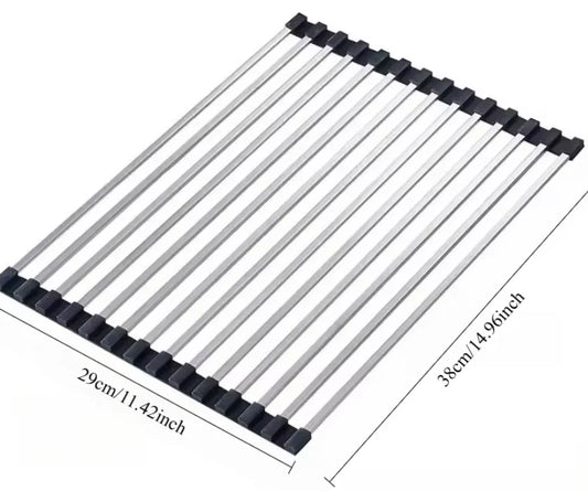 Stainless Steel Dish Drying Rack With Draining Basket by S And B Enterprise