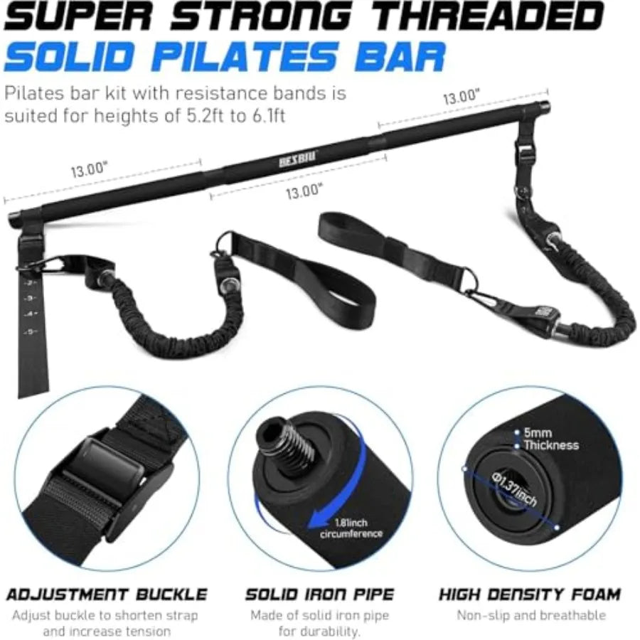 Pilates Bar Kit With Resistance Bands by S And B Enterprise