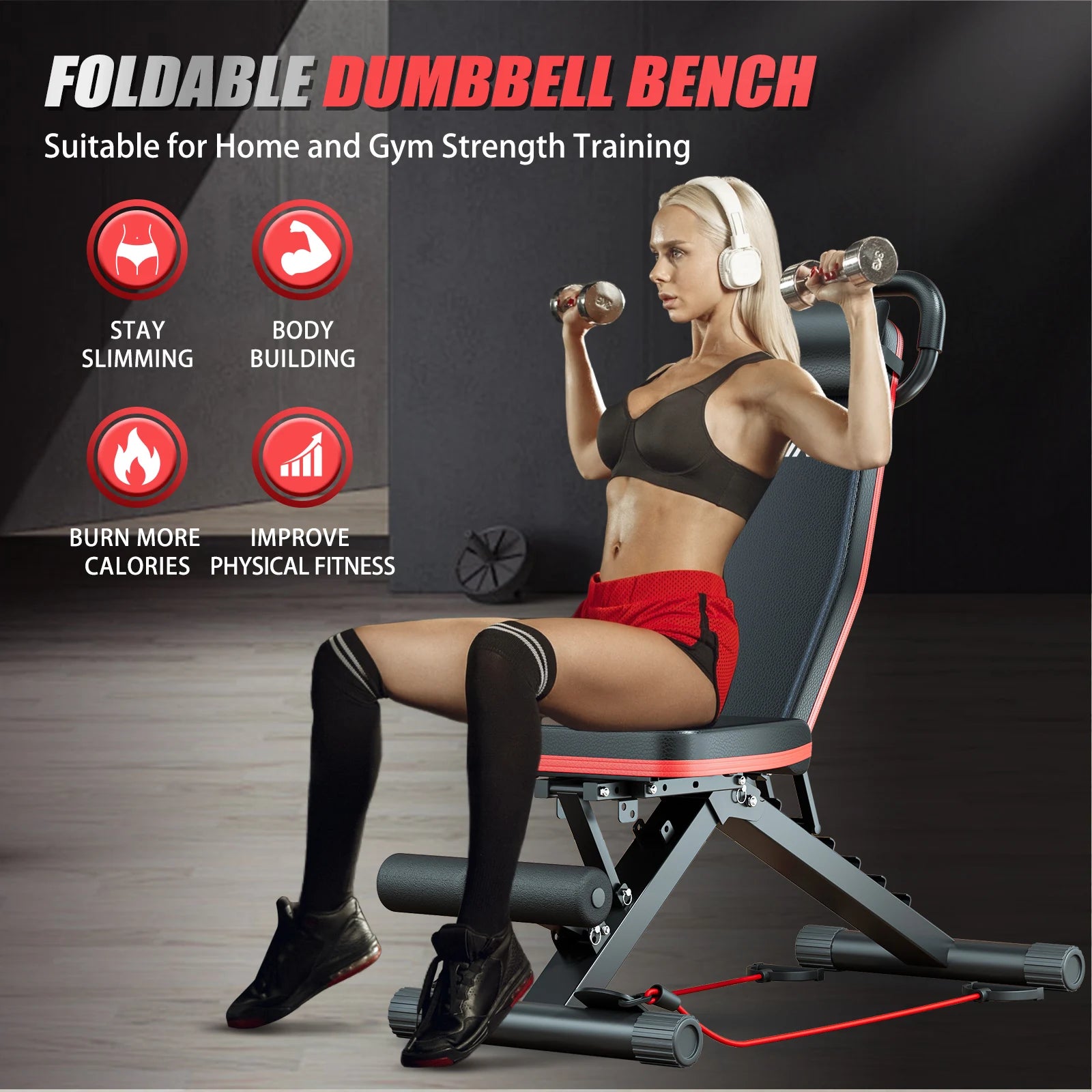 Foldable 14-in-1 Pre-Assembled Dumbbell Bench for Full Body Workout by S And B Enterprise