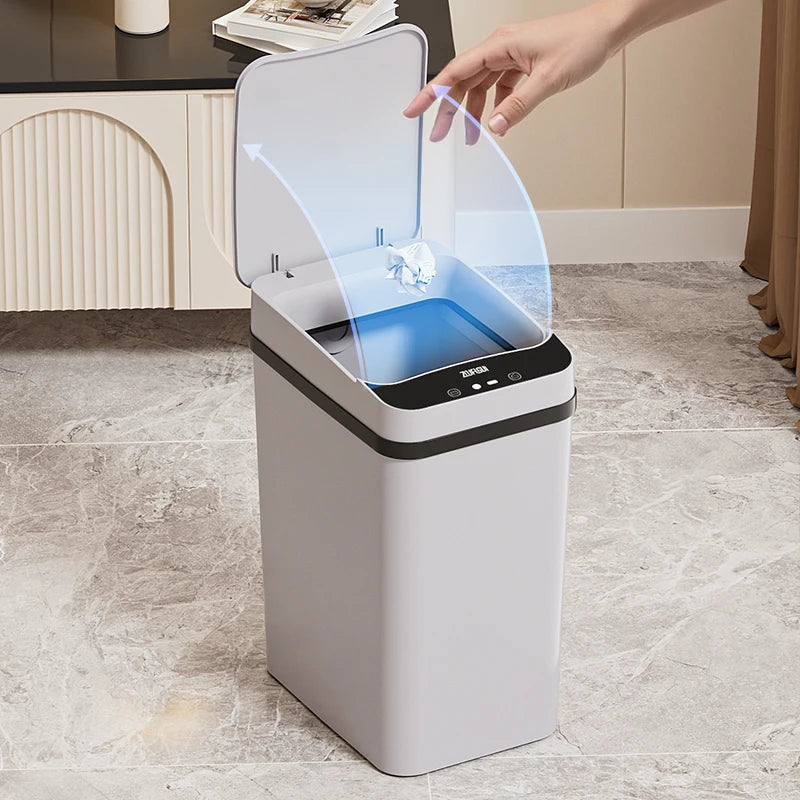 2-pack S And B Enterprise smart sensor trash cans, 12L & 15L, touch-free with automatic lids