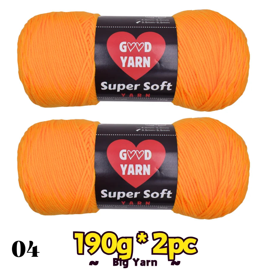 Two orange Good Yarn Super Soft velvet yarn balls for crochet and knitting, 190g each