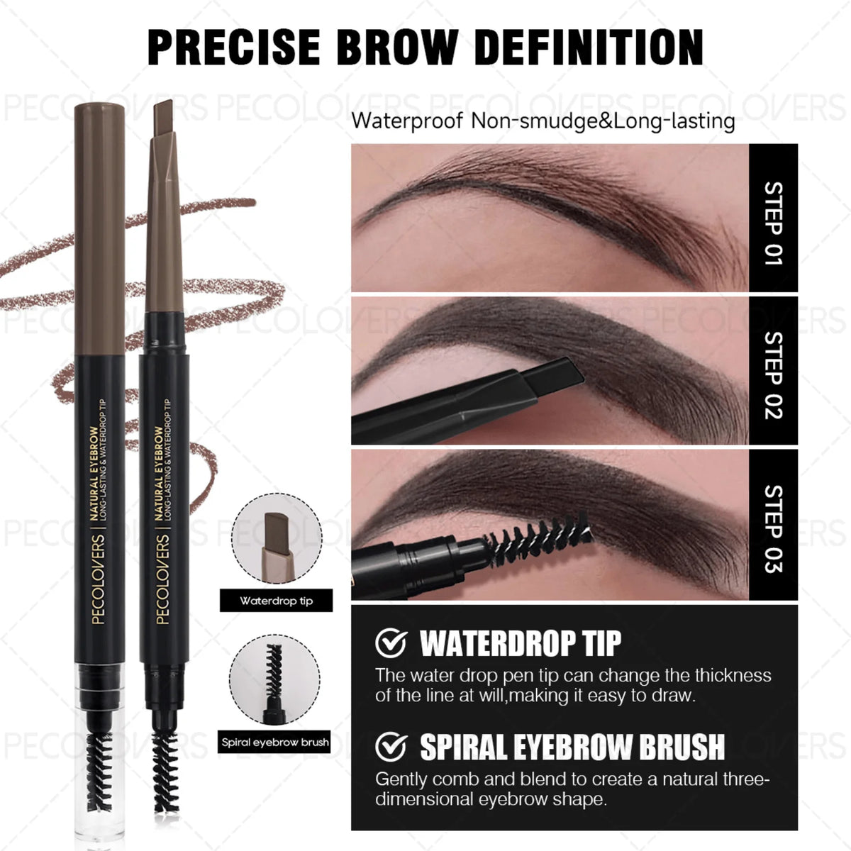 11-piece eye & brow makeup set by S And B Enterprise with waterdrop-tip brow pencils, eyeliner, mascara and brushes