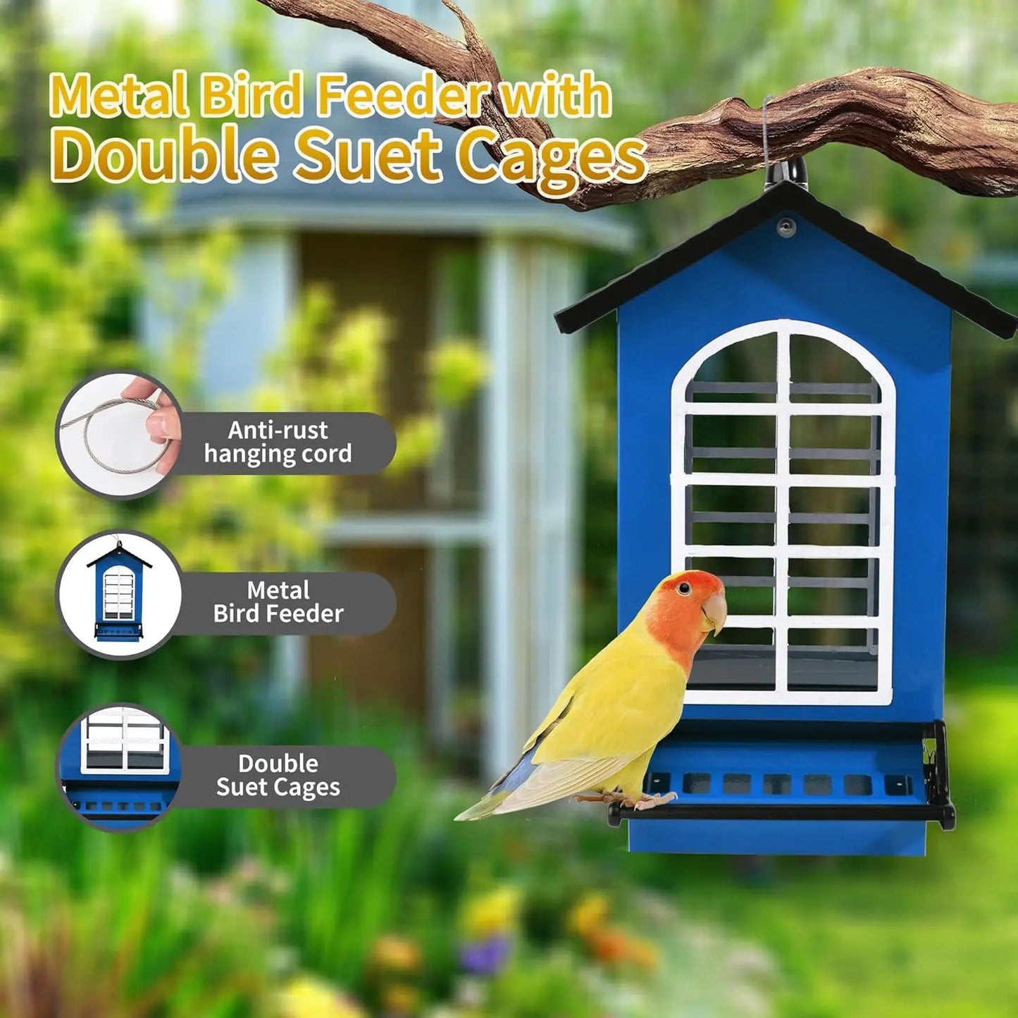 Squirrel Proof Metal Hanging Bird Feeder With Weight Activated Perches