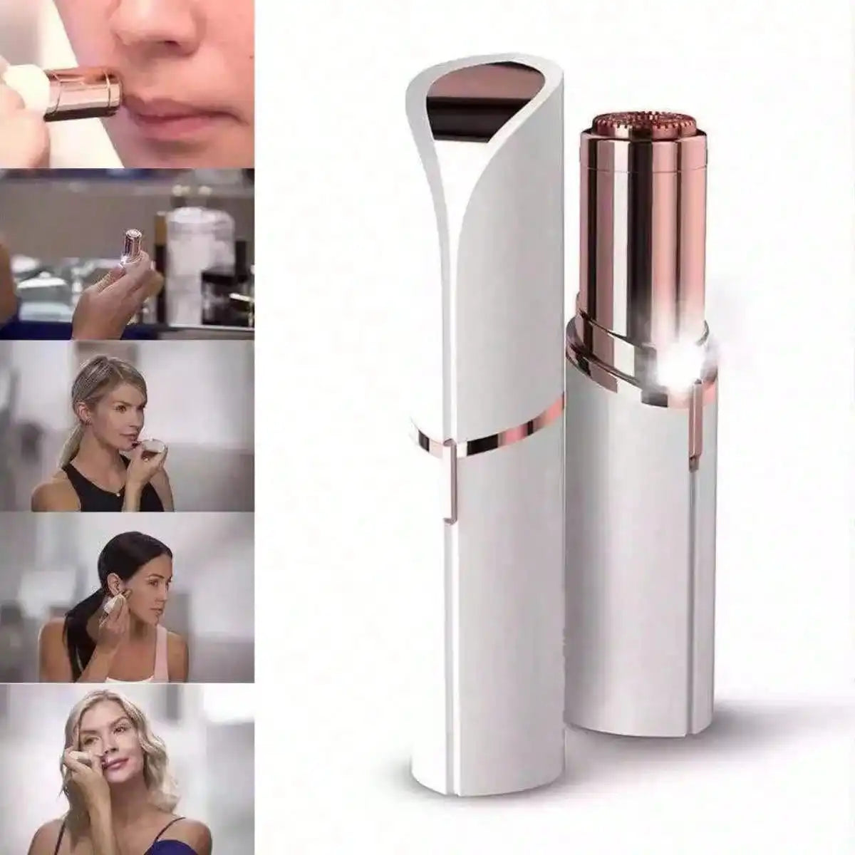 Women's Facial Hair Remover, Mini Epilator, Electric Shaver Portable Bikini Trimmer, Suitable For Lip, Chin, Underarm, Peach Fuzz, Fingers, Neck, Cheeks, USB Rechargeable (Gold And White) by S And B Enterprise