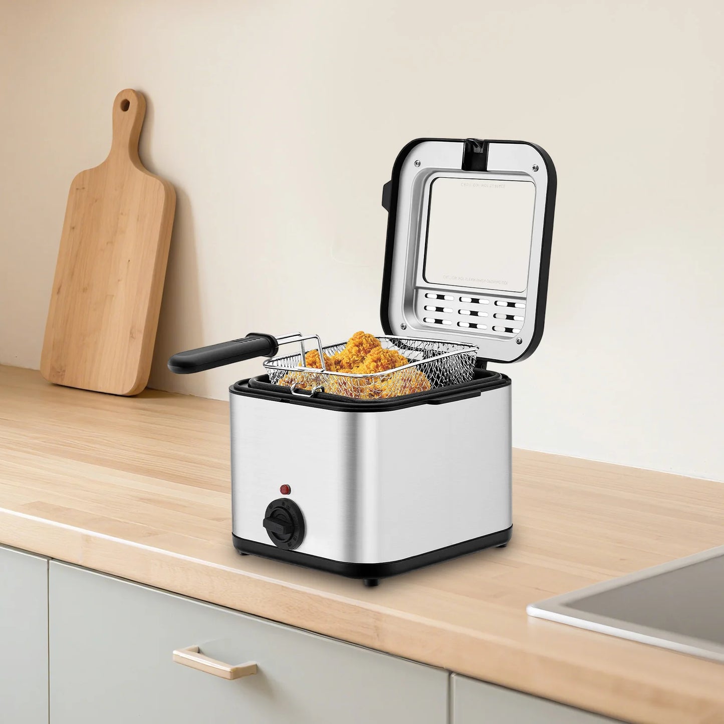Deep Fryers 2.64Gal Large Capacity Electric Deep Fryer 1000W Fast Heating Stainless Steel Triple Layer Insulation Anti-Scald Rustproof Durable Home Kitchen 110V Commercial Grade Cooking Oil Fryer by S And B Enterprise