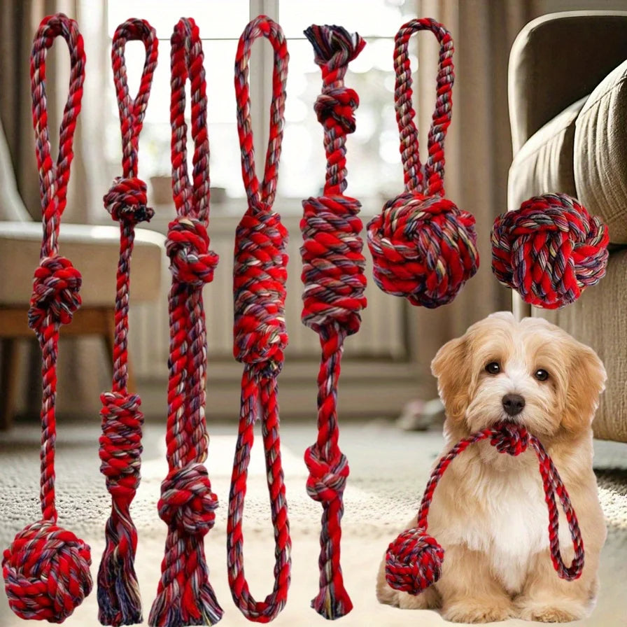 7-Piece Heavy-Duty Dog Rope Toy Set with Braided Knots – Extra-Long Tug Toys for Aggressive Chewers, Large Dogs, and Teething Puppies; Ideal for Teeth Cleaning and Interactive Training – Durable Toys Perfect for Heavy Che by S And B Enterprise