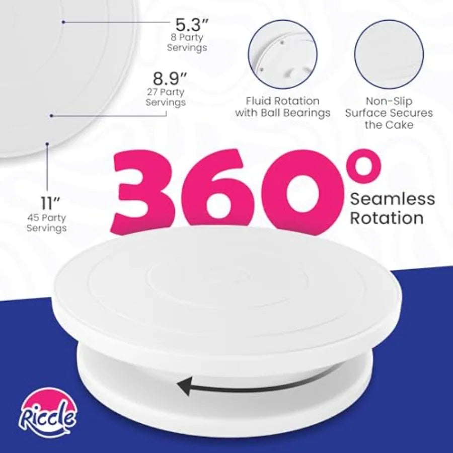 88 pcs Cake Decorating Kit with Cake Turntable - Includes 50 Disposable + 2 Reusable Piping Bags and Tips Set, 24 Icing Piping by S And B Enterprise