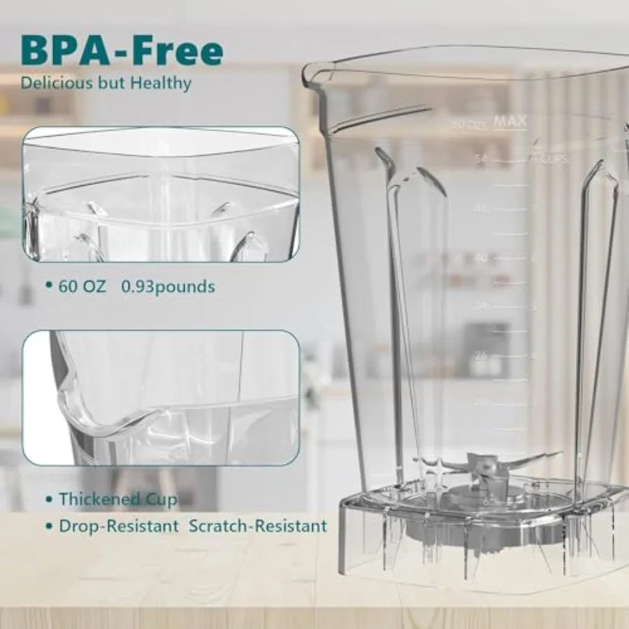 1800W Professional Blender With Stainless Steel Blades And 60oz Jar by S And B Enterprise