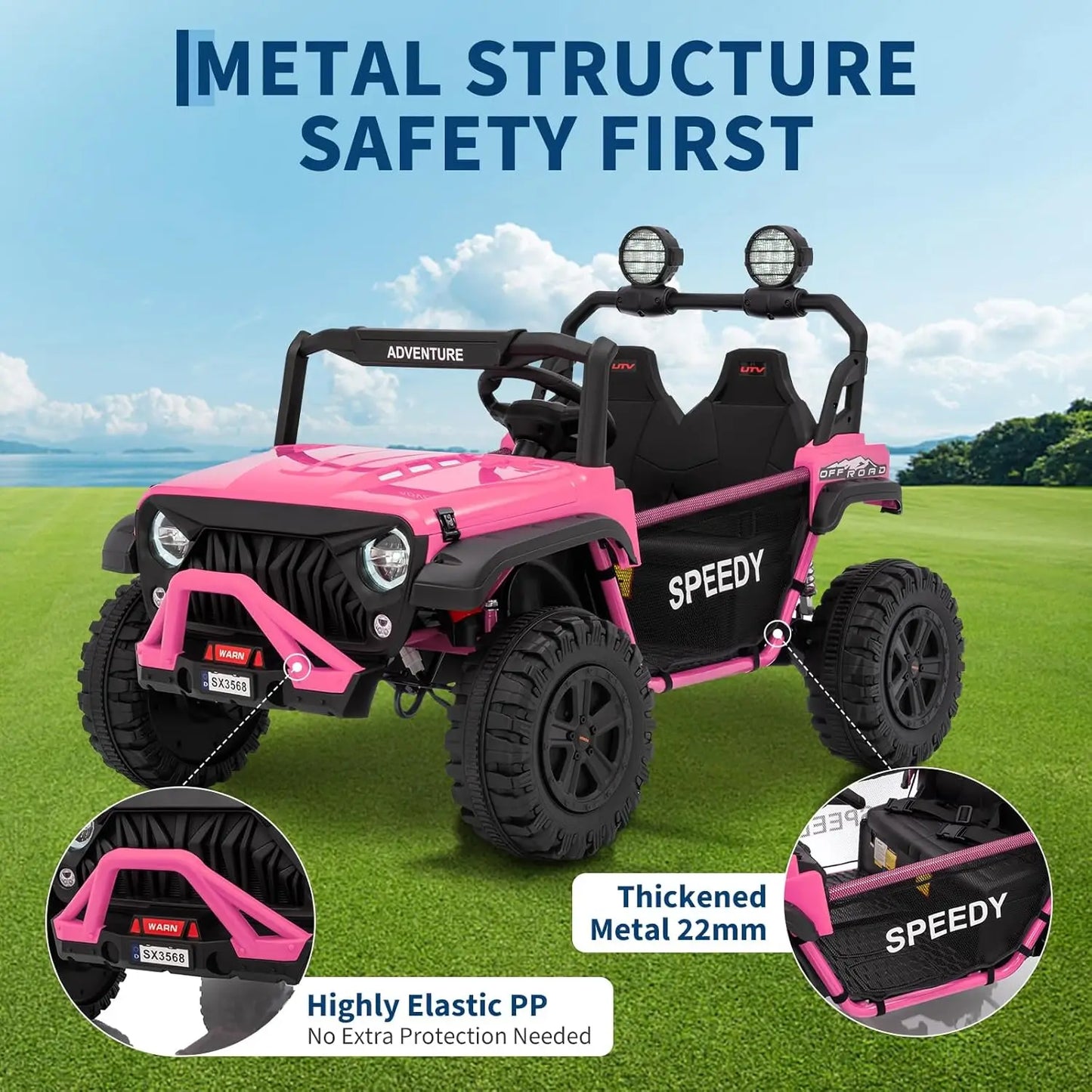 HiMISSE 24V Ride On UTV For Kids 2Seater Remote Control
