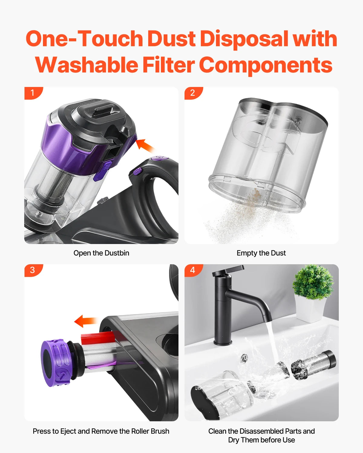 S And B Enterprise SucceBuy purple mattress vacuum cleaner with 18KPa suction, dual dust bin, HEPA filter handheld
