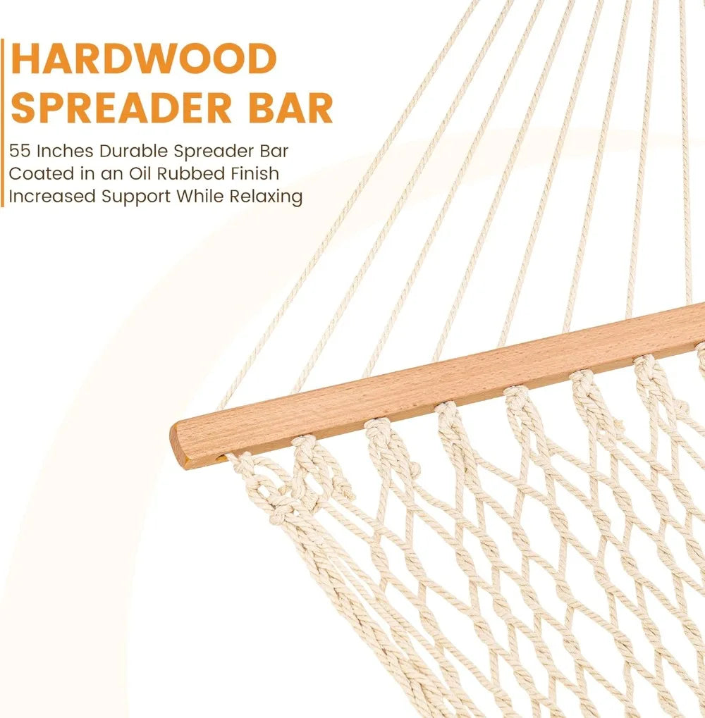 Outdoor Rope Hammock With Spreader Bar And Durable Straps by S And B Enterprise