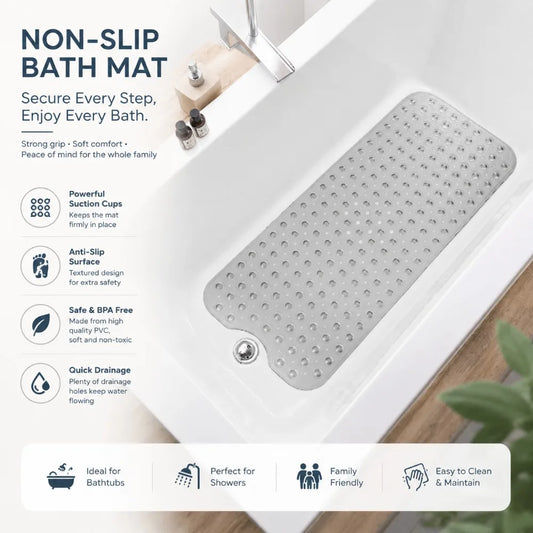 Non Slip Bathtub Mat With Suction Cups And Drain Holes by S And B Enterprise