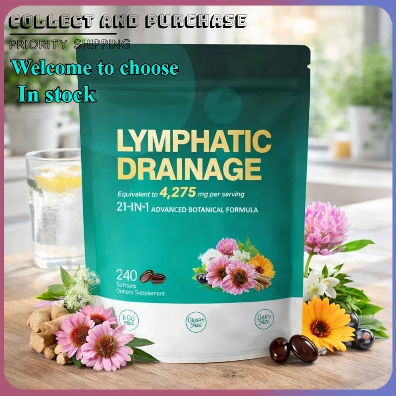 21 in 1 4275mg Lymphatic Drainage Capsules System Support 240 Softgels with Herbal Blend and Dandelion Burdock & Turmeric