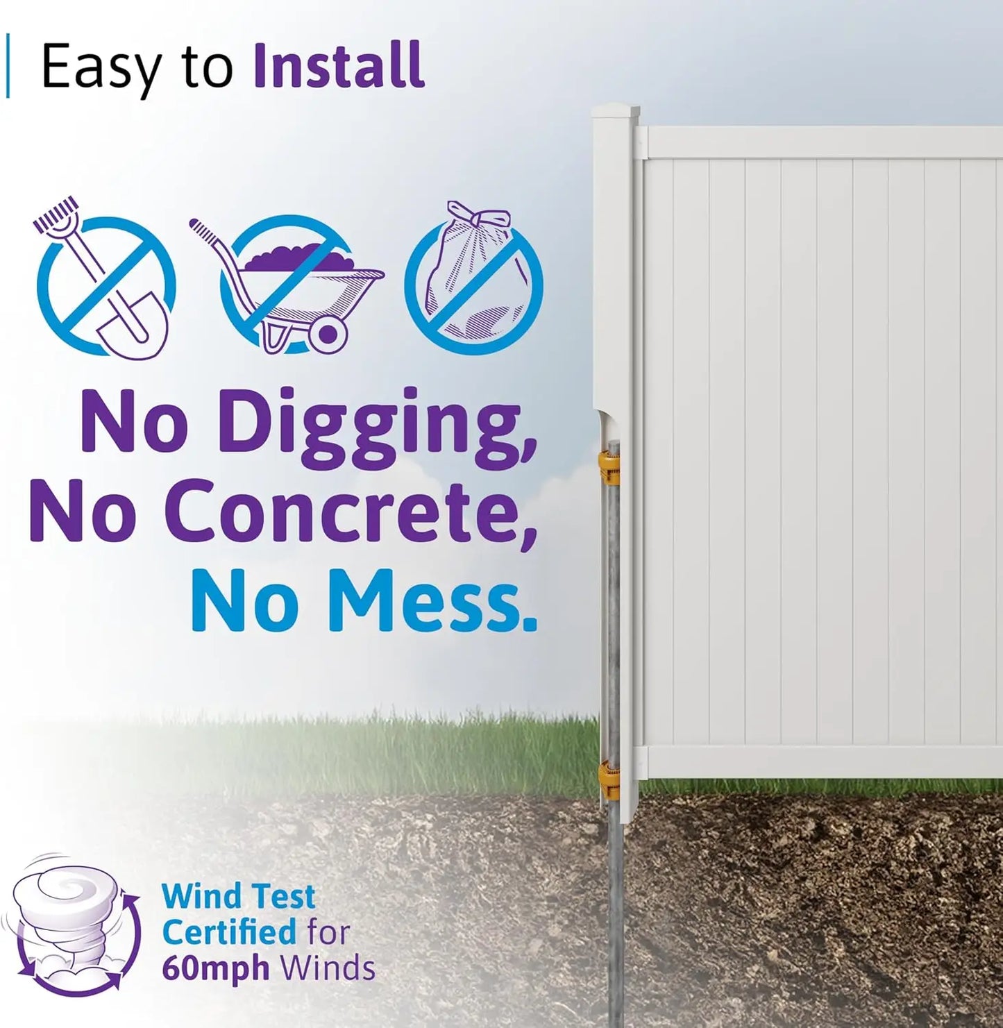 Permanent Vinyl Privacy Fence Kit Panel Post