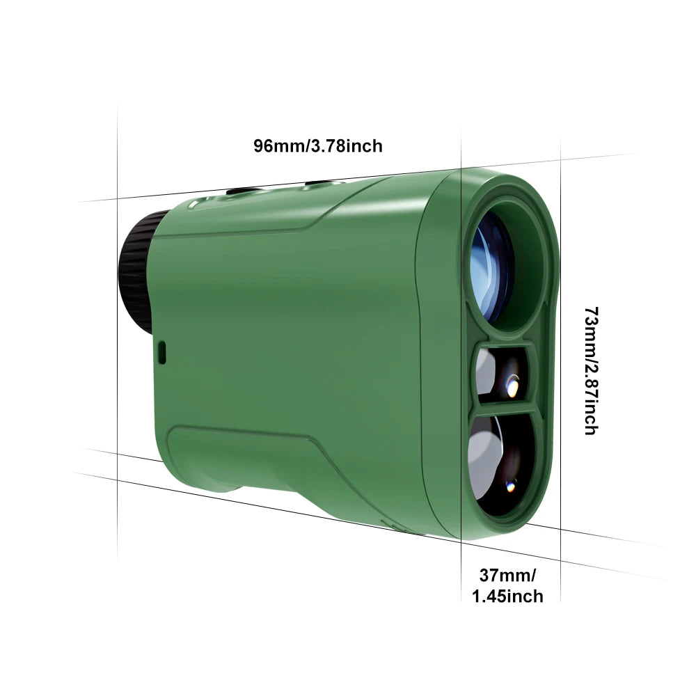 REVASRI 1000M rangefinder, green handheld device for hunting and golf.