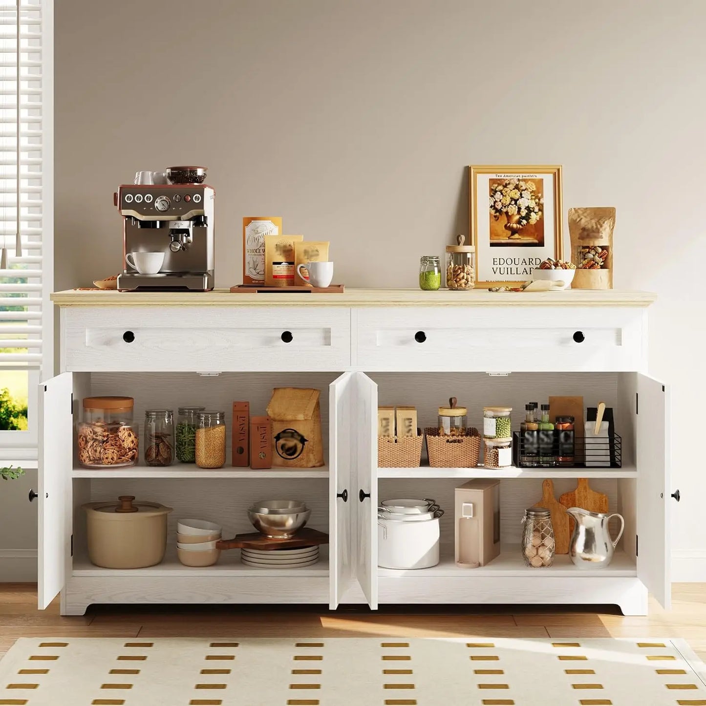 Ironck Buffet Cabinet With Storage Sideboard In Natural Wood by S And B Enterprise