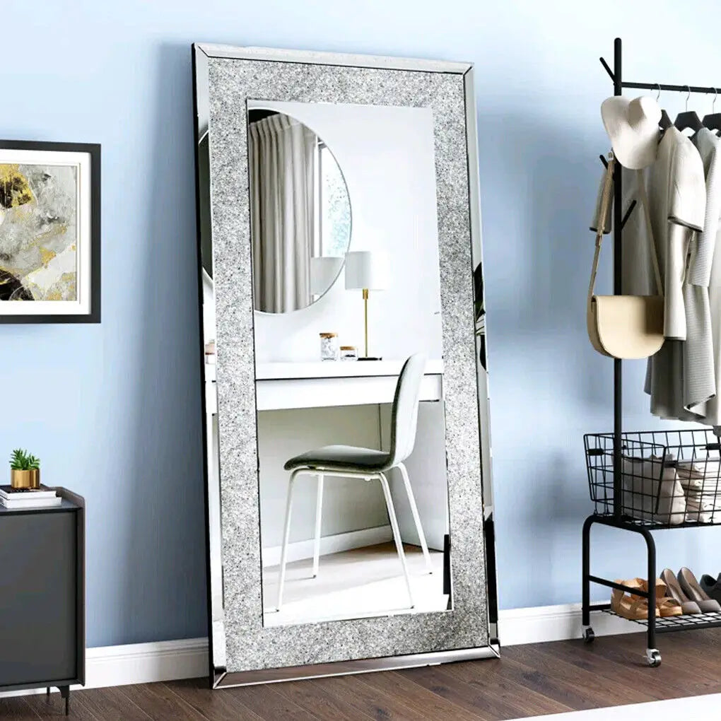 LUVODI Crystal Rhinestone Frameless Vanity Mirror Wall Mounted by S And B Enterprise