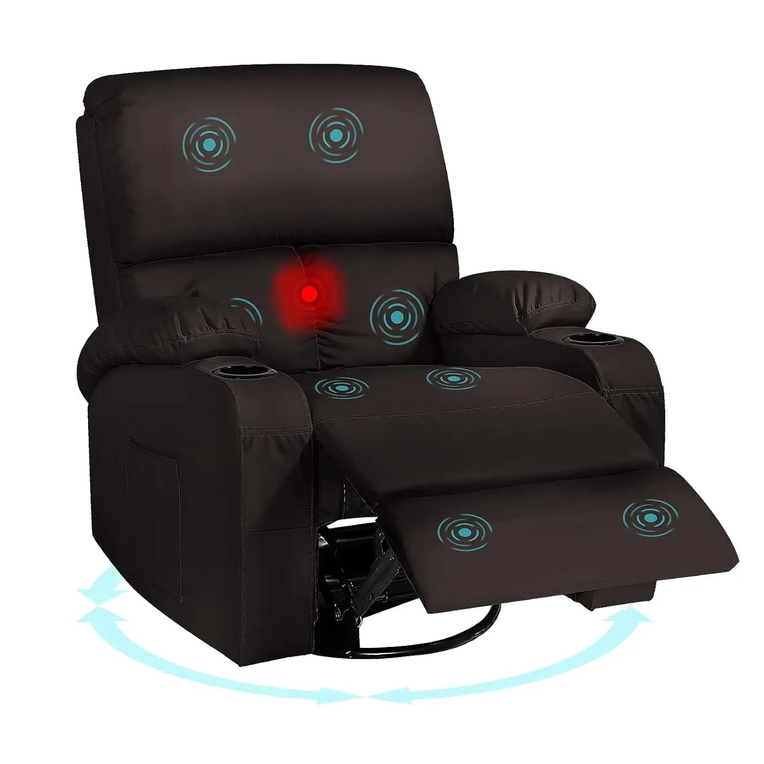 Rocking Recliner Chair With Massage And Heat 360 Swivel by S And B Enterprise