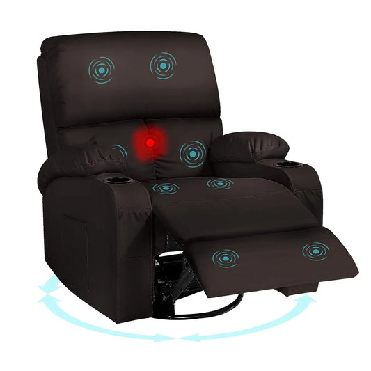 Rocking Recliner Chair With Massage And Heat 360 Swivel by S And B Enterprise