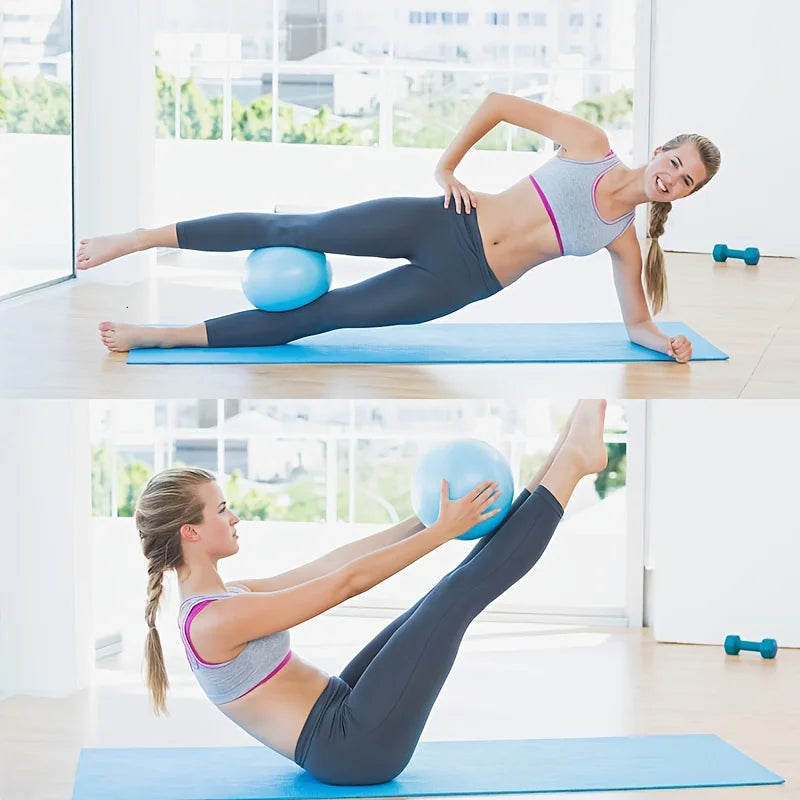 Yoga Pilates 5-Piece Set by S And B Enterprise on blue mat with blue exercise ball
