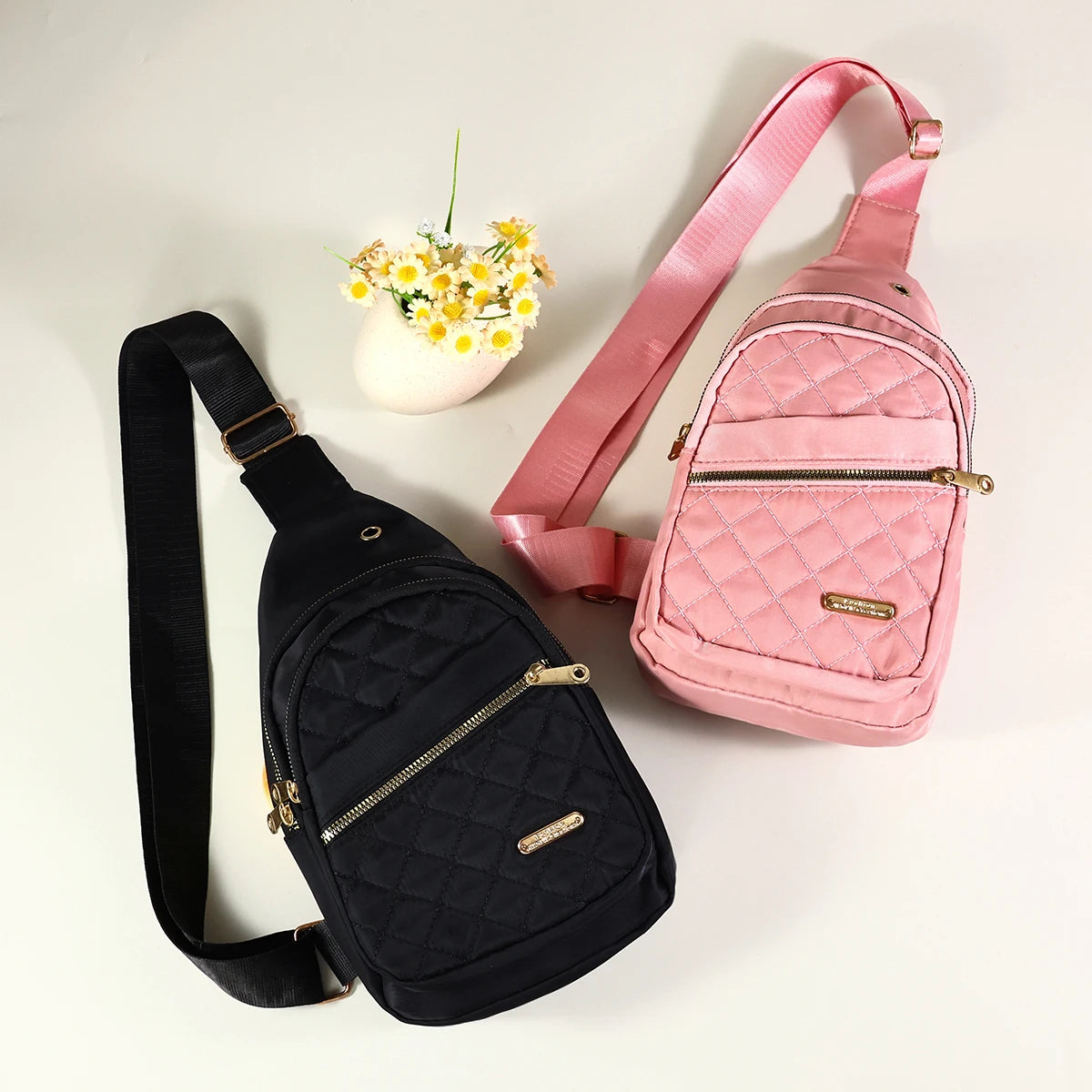 NONECN Adjustable Quilted Sling Backpack For Men And Women Travel