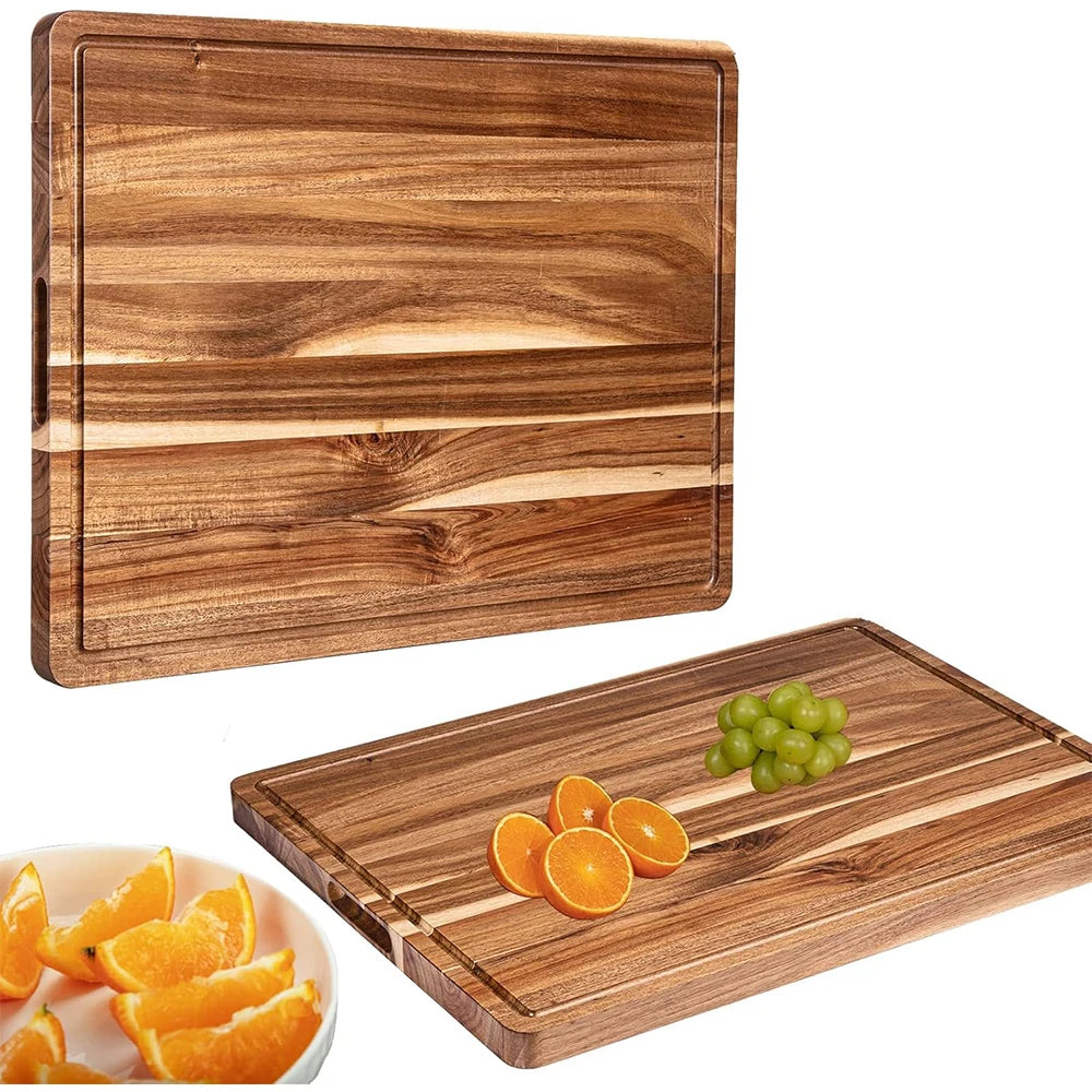 Kitchen Extra Large Wood Cutting Board with Juice Groove and Handle Reversible Charcuterie Butcher Block 24 x 18 x1.2 in by S And B Enterprise