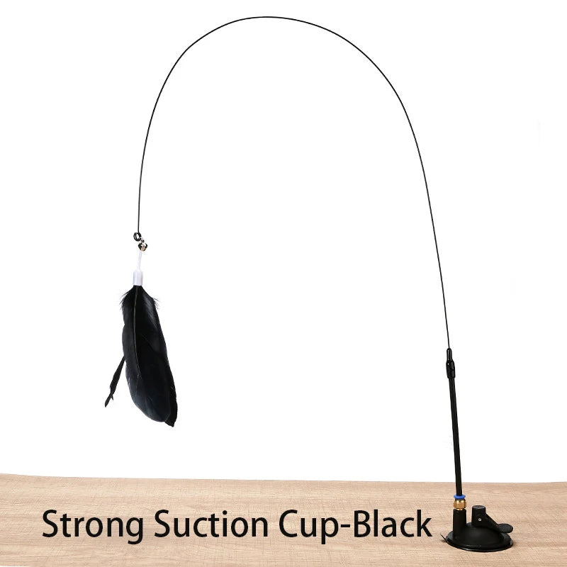 Interactive Cat Toy Handfree Cat Stick Kitten Playing Teaser Wand Toy Suction Cup Feather Wand Pet Supplies Simulation Feather by S And B Enterprise