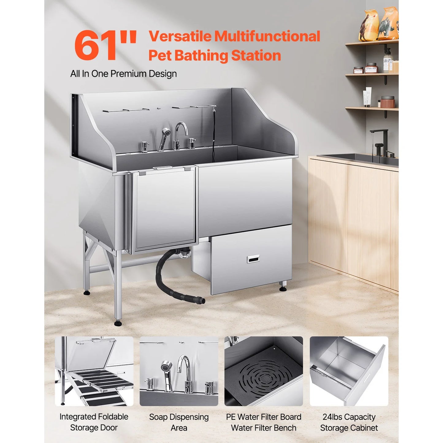 SucceBuy Stainless Steel Pet Grooming Station For All Pets