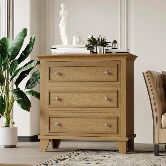 HiMISS 3 Drawer Dresser Wood Storage Chest With Metal Handles