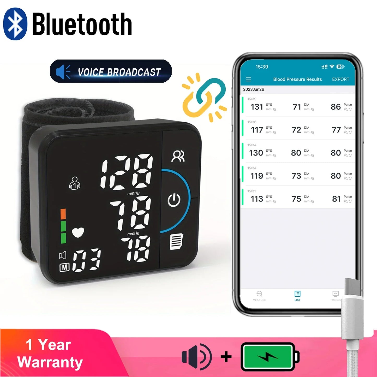 Schbit Portable Wrist Blood Pressure Monitor For Precise Health Monitoring