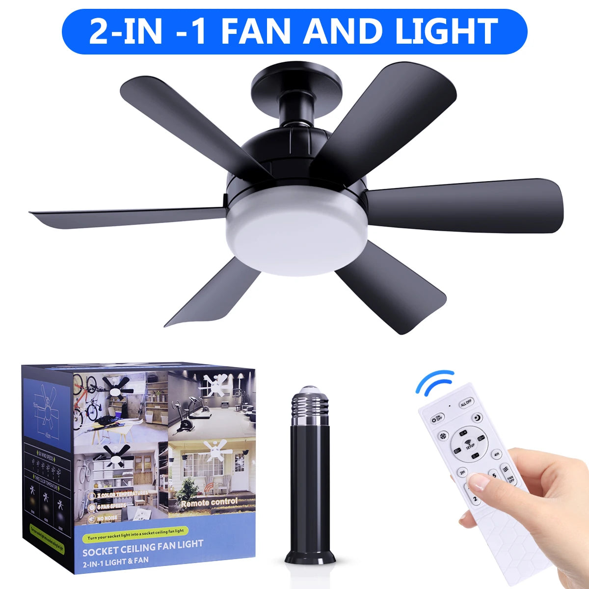 S And B Enterprise 2-in-1 ceiling fan light with remote, black finish