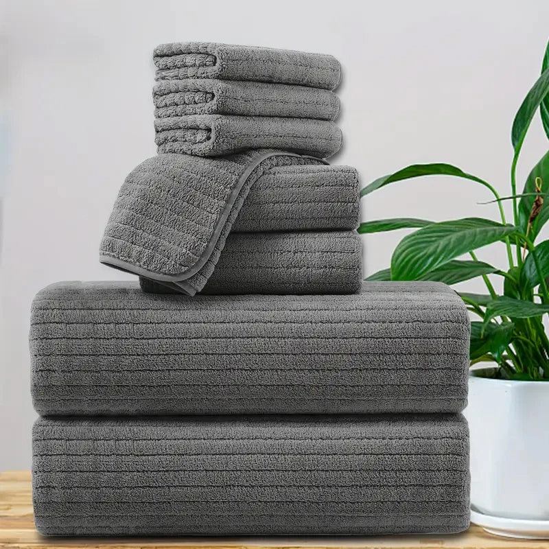Bath Towel Set 8 Piece Absorbent Quick Dry Towels Daily by S And B Enterprise