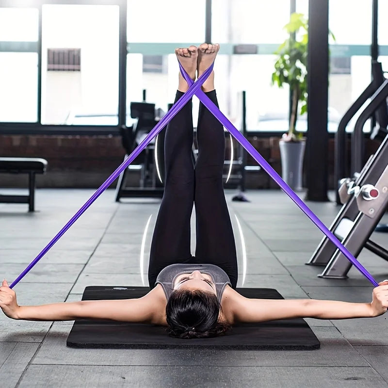 Yoga Pilates 5-Piece Set by S And B Enterprise with purple resistance bands for home exercise