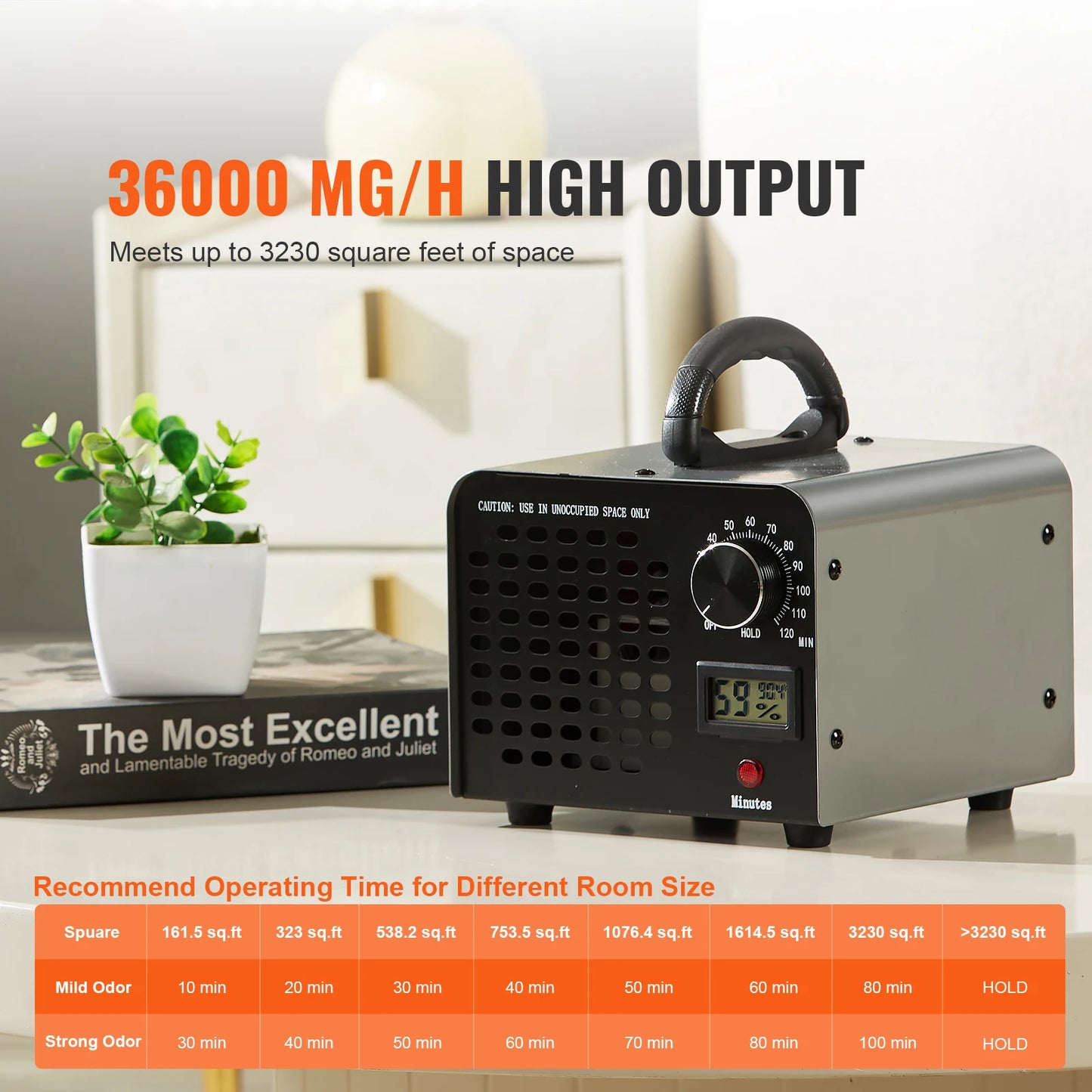 SucceBuy Ozone Generator 36000mg/h Ozone Machine Odor Remover Home Air Ionizers Deodorizer with 0-120 min Time Setting for Rooms by S And B Enterprise