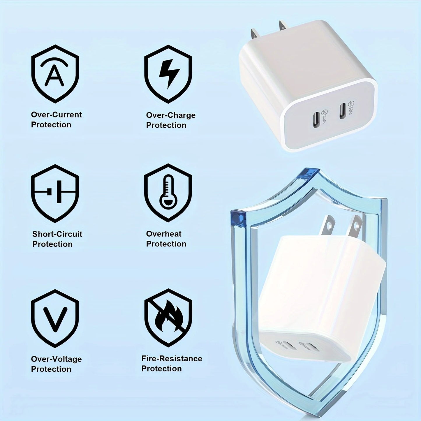2Pack 40WPD Dual Port Charger Fast Charging With 10FT USB C To C Charging Cable For IPhone 15 Pro Max/15Pro/15/15Plus, IPad Pro by S And B Enterprise