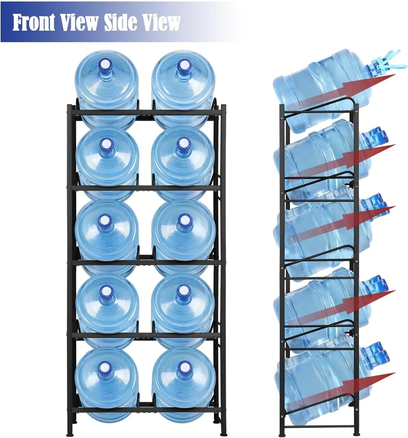 Five Tier Water Jug Rack Storage Stand For Ten Bottles