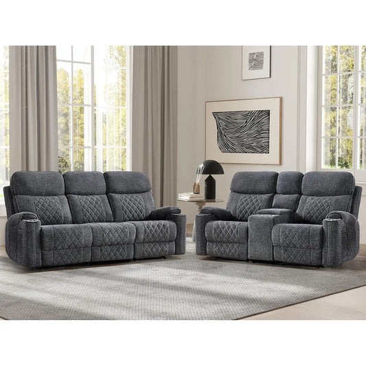 Power Reclining Sofa Set With Cup Holders USB Type C