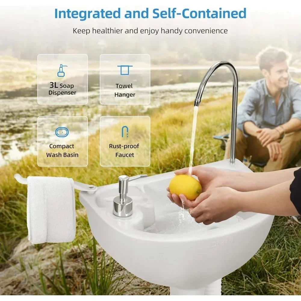 Portable Hand Washing Sink And Flush Toilet For Outdoor Use
