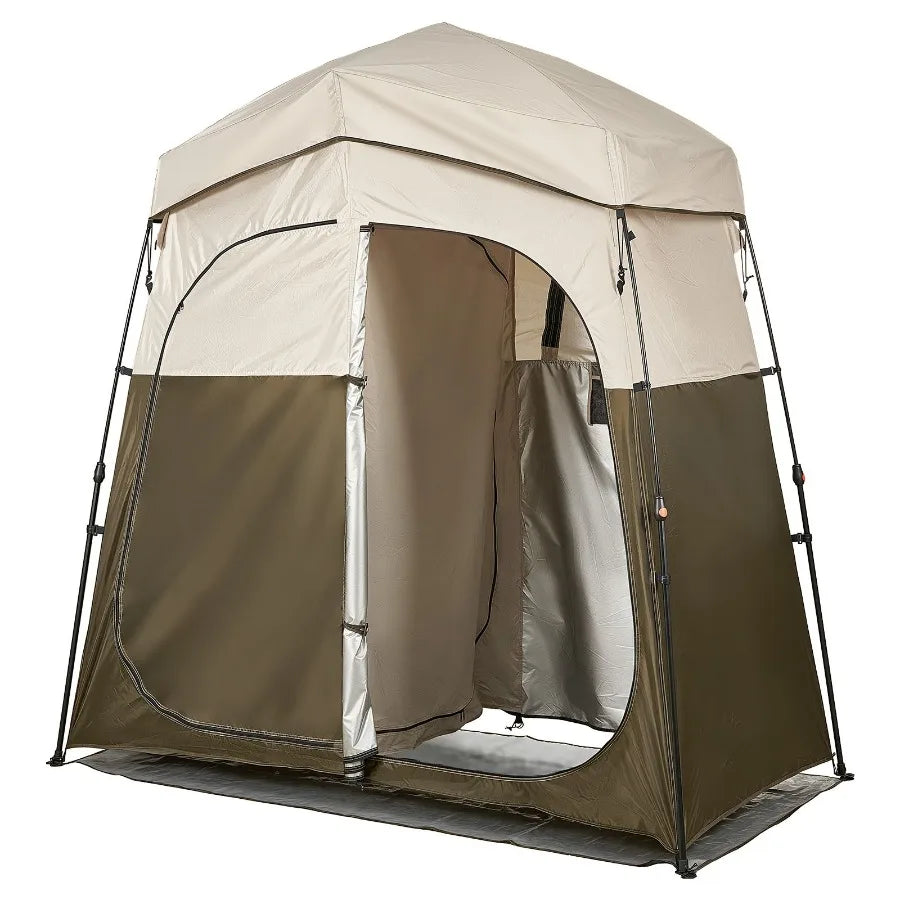 Camping Shower Tent 2 Room Foldable Portable Privacy Changing Room Ground Stakes by S And B Enterprise