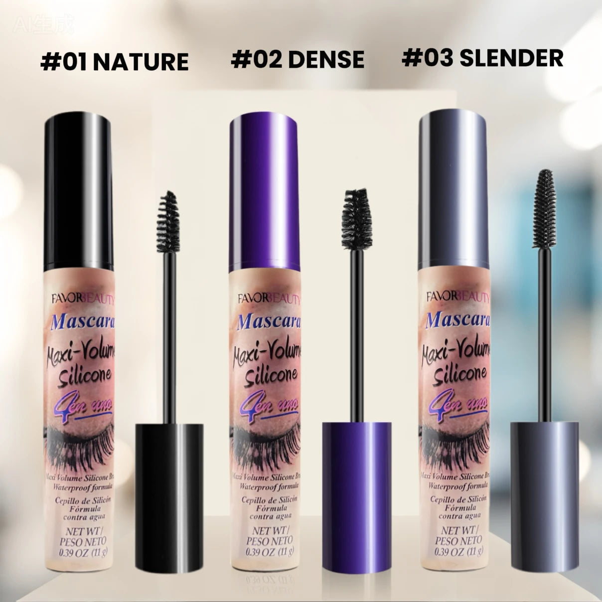 Volumizing Mascara Set With Three Brush Heads Waterproof Long Lasting
