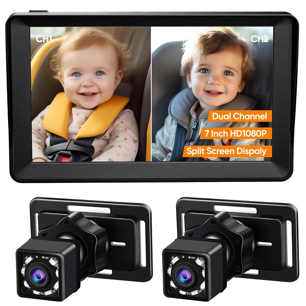 Dual Lens Car Rear View Monitor Featuring Wide Angle Night Vision